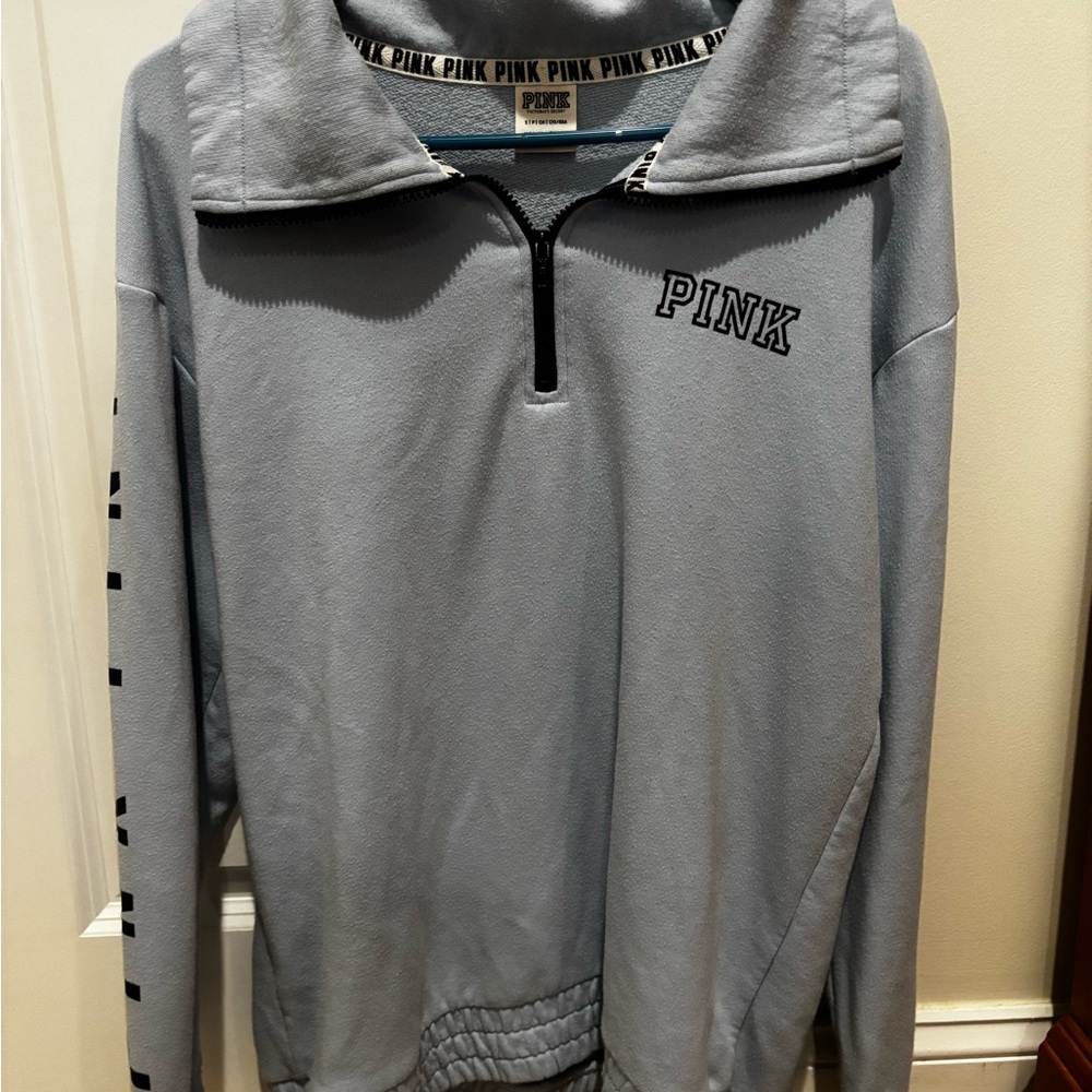 PINK Victoria's Secret Light Blue Quarter-Zip Sweater